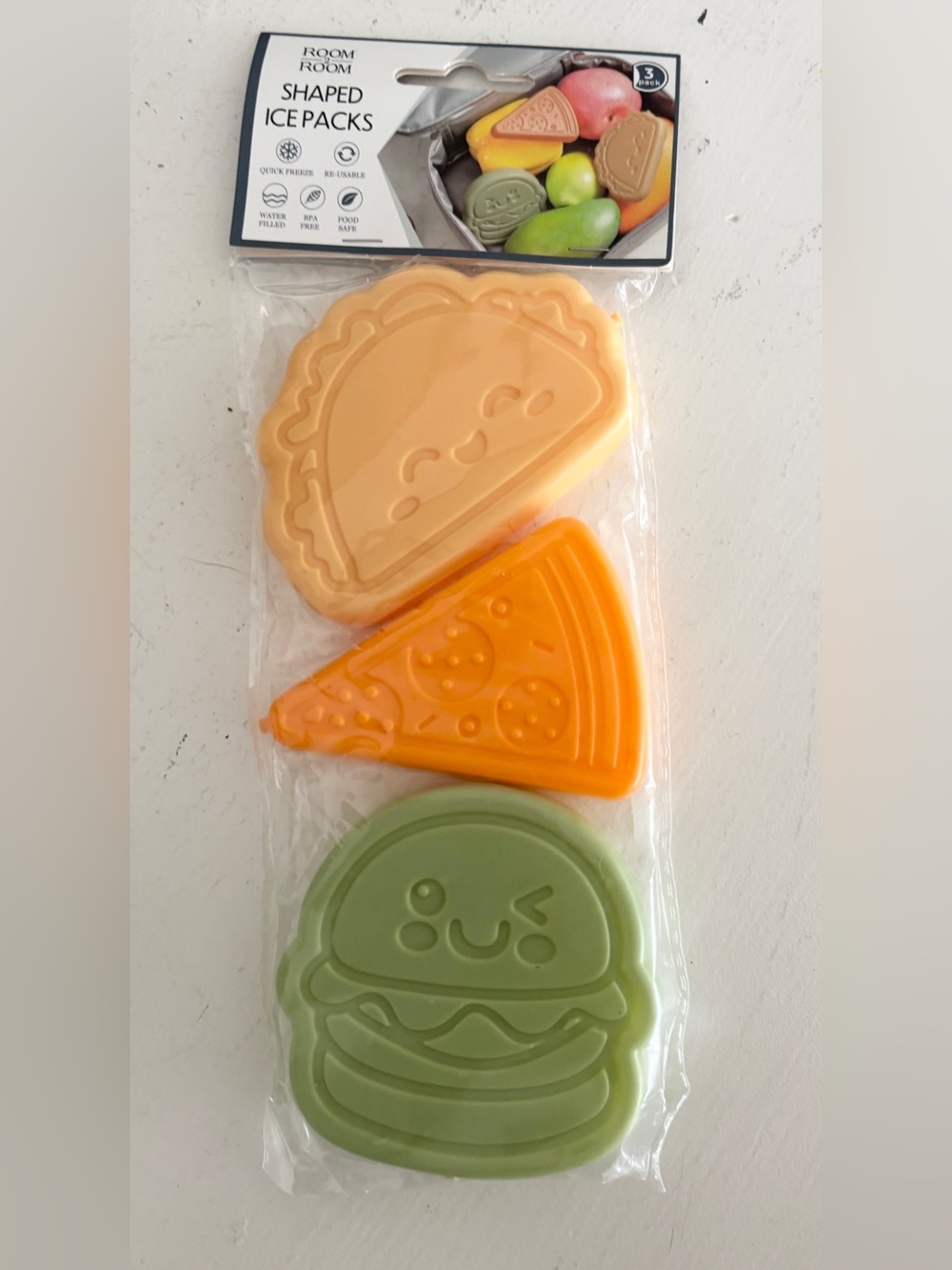 Ice Packs Taco Pizza and Burger Cute Kawaii style for lunchboxes or coolers - Picture 5 of 6